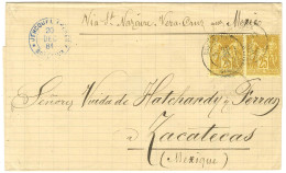 Càd T 18 BORDEAUX / GIRONDE / N° 92 Paire Sur Lettre Pour Zacatecas, Mexique. Au Verso, Càd D'arrivée VERA CRUZ. 1881. - - 1876-1878 Sage (Tipo I)