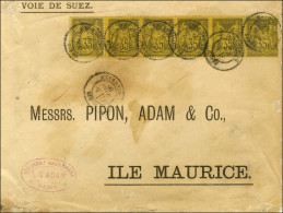 Càd PARIS / Bd HAUSMANN / N° 93 Bande De 6 Sur Lettre 6 Ports Pour L'île Maurice. 1880. - TB. - R. - 1876-1878 Sage (Typ I)