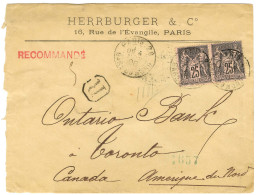 Càd PARIS 26 / GARE DU NORD / N° 97 Paire Sur Lettre Recommandée Pour Toronto. Au Verso, Càd D'arrivée. 1898. - TB. - 1876-1878 Sage (Tipo I)