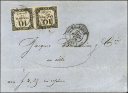 Càd T 15 MULHOUSE (66) / Taxe N° 1 Paire (1 Ex Filet Leg Def) Sur Lettre 2 Ports Locale. 1859. - TB / SUP. - R. - 1859-1959 Cartas & Documentos