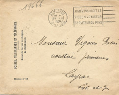 2L3 --- 33 BORDEAUX CHEQUES Aimez Protégez Le Pigeon Voyageur Serviteur Du Pays - Mechanical Postmarks (Advertisement)