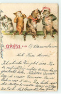 N°22764 - Fantaisie - Gruss Aus ... - Famille De Chats Habillés Buvant Du Thé - Animales Vestidos