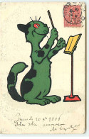 N°21627 - Illustrateur - Lewin - MM Vienne N°241 - Chat Vert Jouant Au Chef D'Orchestre - Vienne