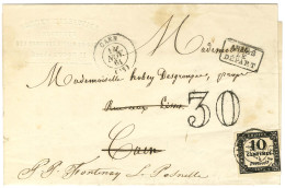 Càd T 15 CAEN (13) / Taxe N° 2 Sur Lettre Locale Réexpédiée à Fontenay à L'aide D'une Taxe 30 DT. 1861. - TB / SUP. - 1859-1959 Covers & Documents