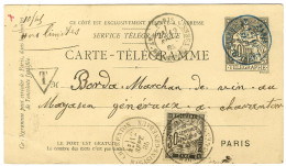 Càd Bleu PARIS / AV. CHAMPS ELYSEES Sur Carte Télégramme Chaplain 30c Pour Charenton. Au Recto, Càd CHARENTON / MAGASINS - 1859-1959 Briefe & Dokumente