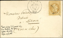 Etoile / N° 28 Càd PARIS (60) 23 SEPT. 70 Sur Carte Pour Droué. Au Recto, Mention Manuscrite En Allemand '' Due à La Sai - War 1870