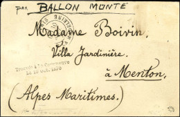 Càd PARIS / PL. DE LA MADELEINE 30 SEPT. 70, Timbre Tombé Par Immersion Sur Carte Pour Menton. Au Recto, Griffe Trouvée  - Guerre De 1870