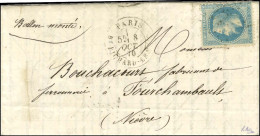 Etoile 19 / N° 29 Càd PARIS / BT RICHARD LENOIR (rare) 8 OCT. 70 Sur Lettre Pour Fourchambault. Au Verso, Càd De Passage - War 1870