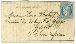 Etoile 1 / N° 37 Càd PARIS / PL. DE LA BOURSE 11 JANV. 71 Sur Dépêche-ballon N° 22 Pour Yvetot Sans Càd D'arrivée. LE GÉ - Krieg 1870