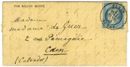 Càd PARIS / SÉNAT 12 JANV. 71 (rare Oblitération Par Càd) / N° 37 (def) Sur Gazette Des Absents N° 25 Pour Caen, Au Vers - Krieg 1870