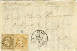 Delcampe - Etoile 9 / N° 28 + N° 30 Càd PARIS / R. MONTAIGNE 16 JANV. 71 Sur Lettre Pour L'Allemagne Sans Càd D'arrivée. LE POSTE D - Guerre De 1870