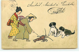 N°20573 - MM Vienne N°193 - Couple De Japonais Jouant Avec Un Homard - Chien - Vienne