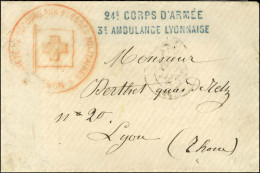 Càd T 17 DIJON (20) 21 JANV. 71 Sur Lettre Adressée En Franchise à Lyon. Au Recto, Cachet Rouge SOCIETE DE SECOURS AUX B - Guerra Del 1870