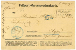 Càd GRAUDENZ + P.P. Bleu Sur Carte De Correspondance Pour Agen. 1871. - TB / SUP. - Guerre De 1870