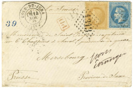 GC 1313 / N° 28 + N° 29 Càd T 17 DOLE-DU-JURA (38) Sur Lettre Pour Un Prisonnier à Mersebourg Par La Voie De Suisse. 187 - War 1870