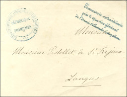 Griffe Bleue Commissaire Extraordinaire / Près Le Quartier Général / De L'armée Allemande D'occupation (S6642) + Cachet  - Guerra Del 1870