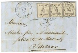 Càd STRASSBURG / IM ELSASS / Als. N° 3 Bande De 3 Sur Lettre Suraffranchie Pour Saverne. 1871. - TB / SUP. - R. - Lettres & Documents