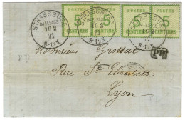 Càd STRASSBURG / IM ELSASS / Als. N° 4 (2 Paires) Sur Lettre Pour Lyon. 1871. - SUP. - Cartas & Documentos