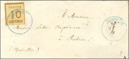Cachet Provisoire Bleu VOLMUNSTER + '' 29 / 12 / 70 '' / Als. N° 5 Sur Lettre Pour Rixheim. 1871. - SUP. - R. - Lettres & Documents