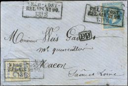 Cachet Encadré FELD-POST-/ RELAIS N° 90 / 13-3 / Als. N° 6 + N° 29 Sur Lettre En Affranchissement Mixte Pour Macon. 1871 - Briefe U. Dokumente