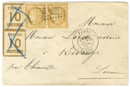 GC 445 / N° 36 Paire Càd PARIS / BERCY 28 JUIL. 71 + Als. N° 5 Paire Annulés Crayon Bleu Sur Lettre En Affranchissement  - Storia Postale