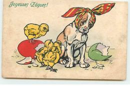 N°20523 - MM Vienne N°574 - Joyeuses Pâques - Poussins Autour D'un Chien Avec Un Foulard Autour De Sa Tête - Pâques