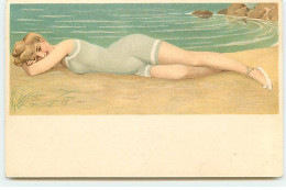 N°20505 - Illustrateur - MM Vienne N°205 - Femme Allongée Sur La Sable D'une Plage - Baigneuse - Vienne