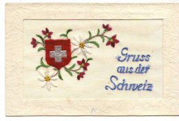 N°18302 - Carte Brodée - Gruss Aus Der Schweiz - Blason Suisse - Brodées