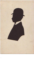 N°12756 - Silhouette D'un Homme En Costume Portant Un Chapeau Melon - Silueta