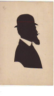 N°12759 - Silhouette D'un Homme Barbu Portant Un Chapeau Melon - Silhouettes