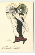 N°17310 - Naillod - Bons Souhaits - Jeune Femme Portant Un Chapeau Avec Une Plume Verte - Naillod