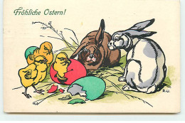 N°18333 - MM Vienne N°574 - RU - Fröhliche Ostern - Lièvres Autour De Poussins Sortant D'oeufs - Pâques