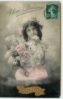 N°11694 - Carte Fantaisie - Portrait D'Enfant - Bonne Fête - Un Baiser - Portretten