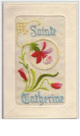 N°1907 - Carte Brodée - Sainte Catherine - Embroidered