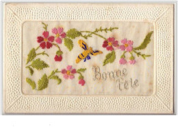 N°1956 - Cartes Brodée - Bonne Fête - Abeille - Embroidered