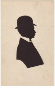 N°12711 - Silhouette - Homme Portant Un Chapeau Melon - Scherenschnitt - Silhouette