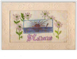 N°2051 - Carte Brodée - Sainte Catherine - Coucher De Soleil - Embroidered