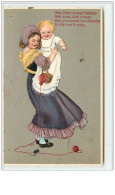 N°2681 - Carte Gaufrée - Femme Avec Son Bébé - Souris - Style Flatscher - Neonati
