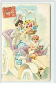 N°2698 -  Carte Gaufrée - Ange Et Femme Dans Une Voiture - Engel