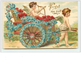 N°2156 - Carte Gaufrée - Forget Me Not - Charrette Et Angelots - Valentine's Day