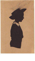 N°12661 - Silhouette D'un Enfant Avec Un Chapeau - Silhouette - Scissor-type