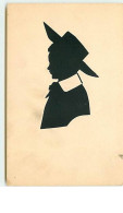 N°7516 - Carte Fantaisie - Silhouette - Enfant Avec Un Grand Chapeau - Silhouetkaarten