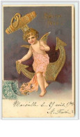 N°2179 - Carte Gaufrée - Angelot Et Ancre - Angels