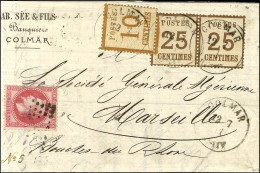 Càd COLMAR / Als. N° 5 + N° 7 Paire + GC / N° 32 Sur Lettre 3 Ports En Affranchissement Mixte Pour Marseille. 1871. - TB - Storia Postale