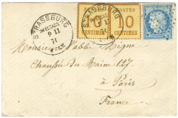 Càd STRASSBURG / Als. N° 5 (2) + étoile évidée Bleue / N° 60 Sur Lettre En Affranchissement Mixte Pour Paris. 1871. - SU - Covers & Documents