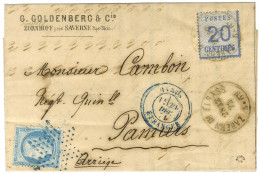 Càd ZABERN IM ELSASS / Als. N° 6 + étoile évidée Bleue / N° 60 Sur Lettre En Affranchissement Mixte Pour Pamiers. 1871.  - Briefe U. Dokumente