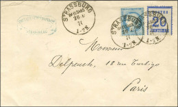 Càd STRASSBURG / Als. N° 6 + N° 60 Sur Lettre En Affranchissement Mixte Pour Paris. 1871. Exceptionnelle Association Du  - Lettres & Documents