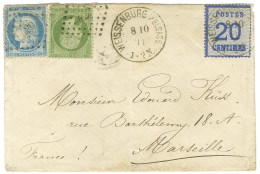 Càd WEISSENBURG / Als. N° 6 + PC Du GC 420 / N° 20 + N° 37 Sur Lettre En Affranchissement Mixte Pour Marseille. 1871. -  - Lettres & Documents