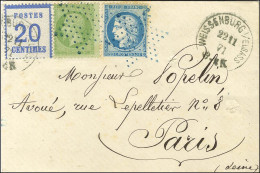 Càd WEISSENBURG / Als. N° 6 + étoile évidée Bleue / N° 20 + N° 37 Sur Lettre En Affranchissement Mixte Pour Paris. 1871. - Covers & Documents