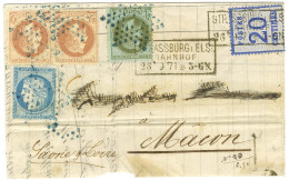 Cachet Encadré STRASSBURG I ELS / BAHNHOF / Als. N° 6 + étoile Bleue évidée / N° 25 + N° 36 Paire + N° 37 Sur Lettre (no - Briefe U. Dokumente